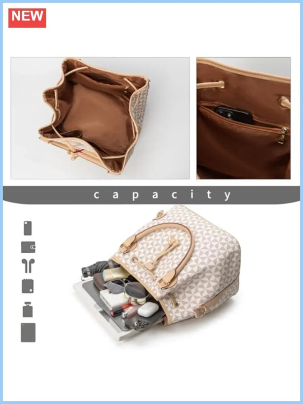 Chic West Hobo Bucket Purse PU Drawstring Shoulder Tote for Women